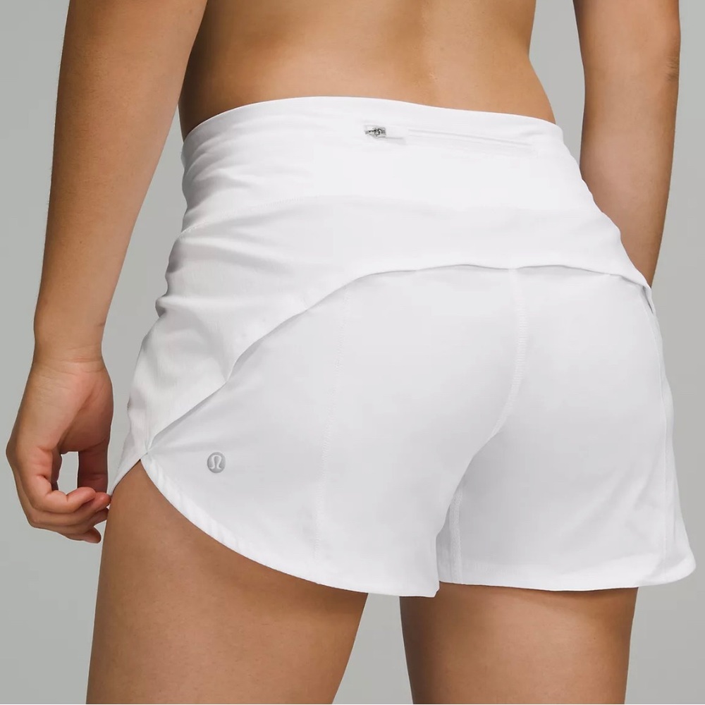 Lululemon White Mid Rise Speed Up Shorts 4 inch